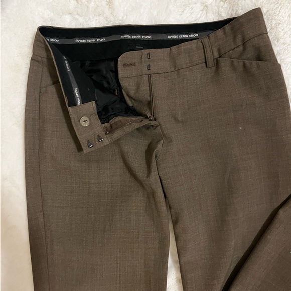 Express Editor dress pants size 2 straight leg Dark Tan khaki / brown beige - Picture 10 of 14